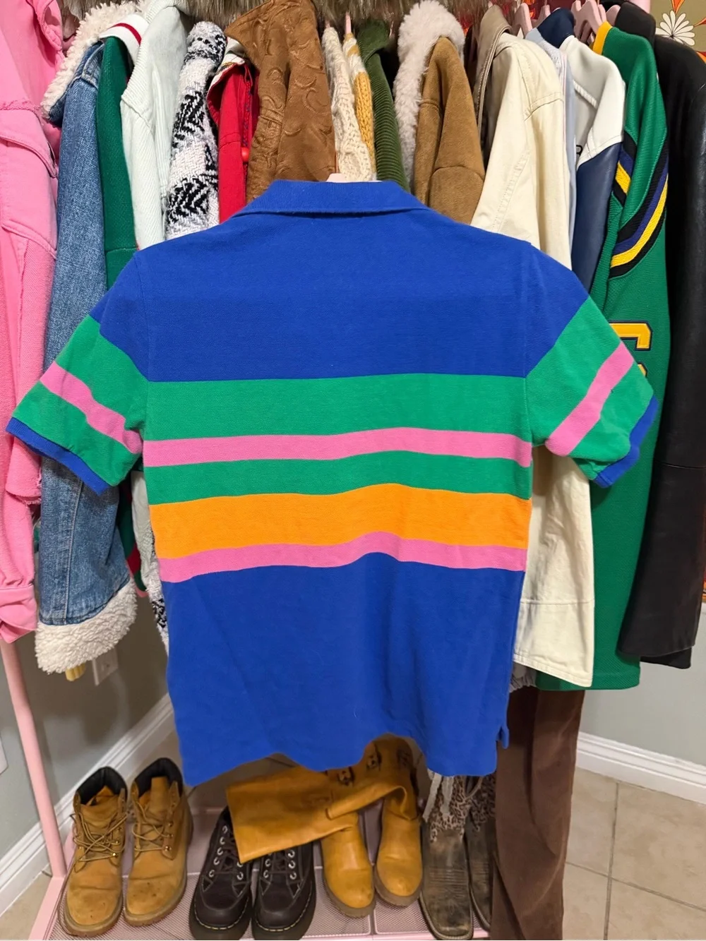 Polo by Ralph Lauren Bright Blue Polo with Multicolor Stripes